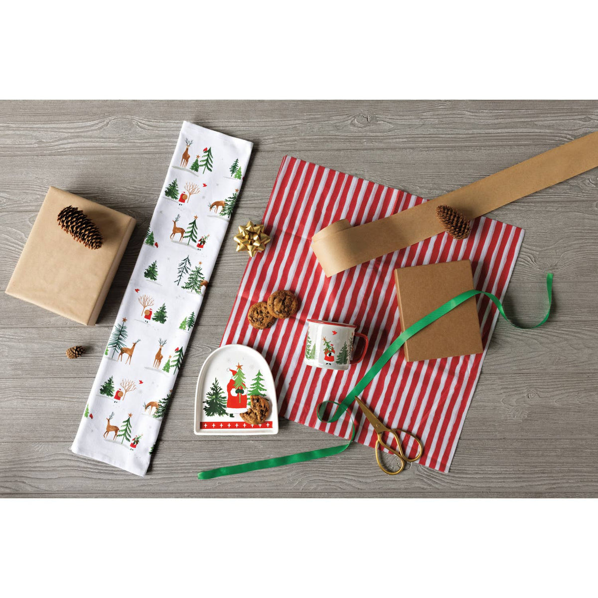 Torchon de Noël Rennes du Père Noël
