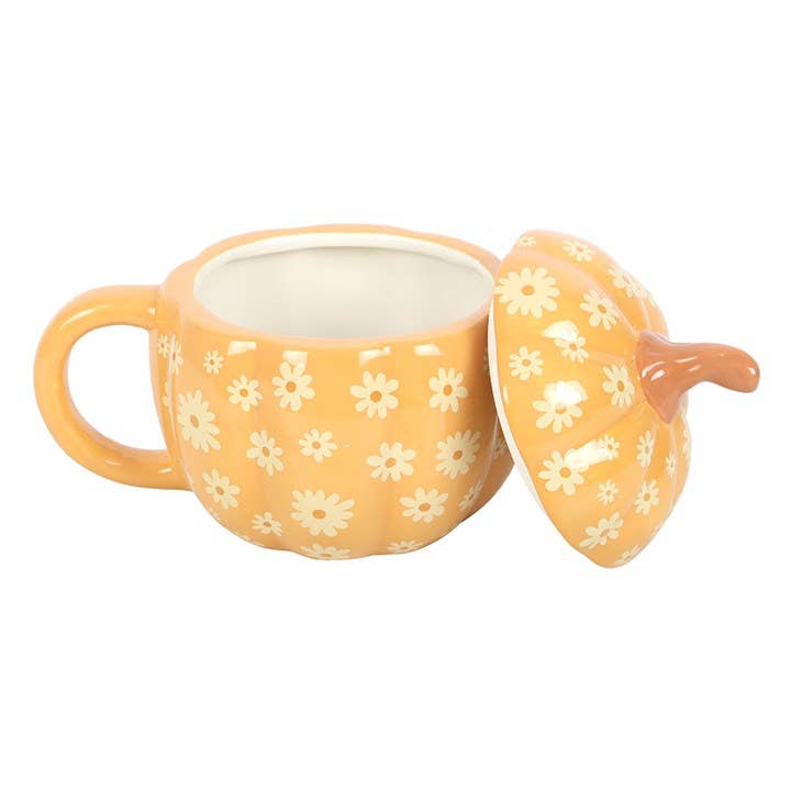 Mug Citrouille Floral avec Couvercle – 500 ml