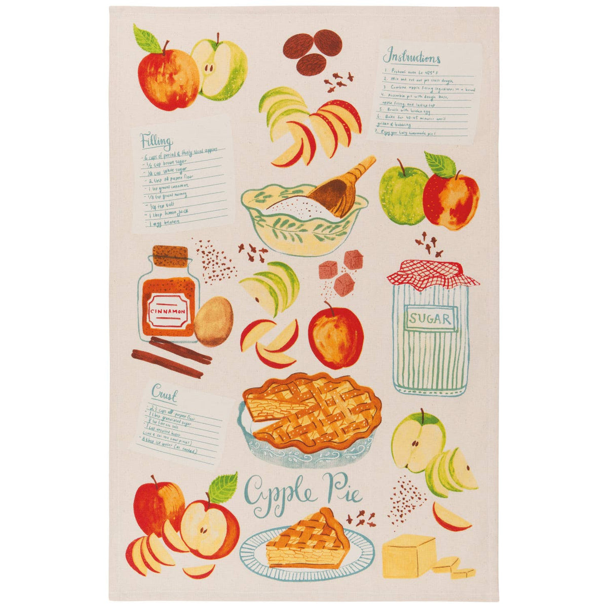Lot de 2 Torchons Tarte aux Pommes