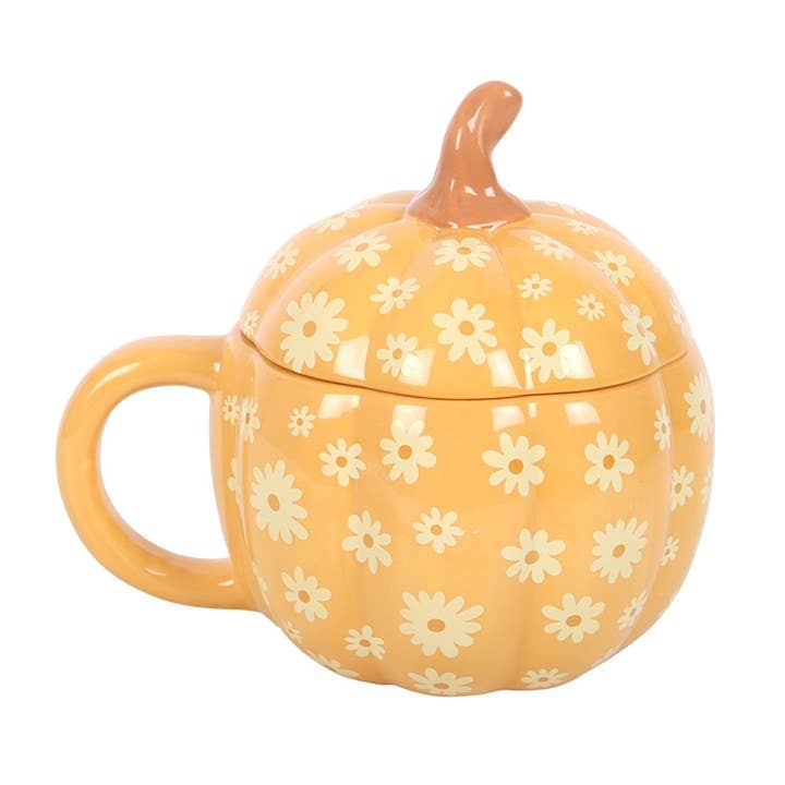 Mug Citrouille Floral avec Couvercle – 500 ml