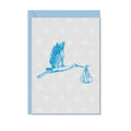 Carte de vœux Cigogne Bébé Bleu – vue principale