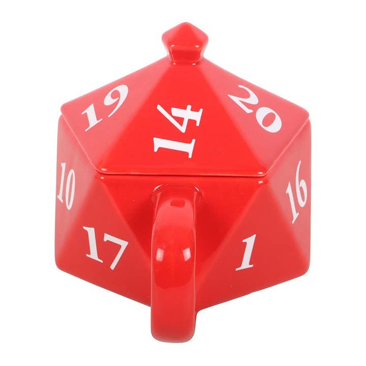 Mug 3D D20 rouge avec couvercle – 500 ml