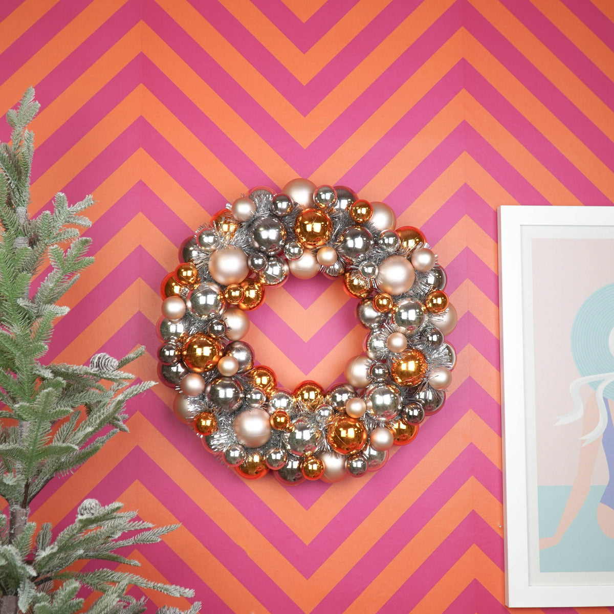 Couronne de Noël - Boules de Noël - Champagne