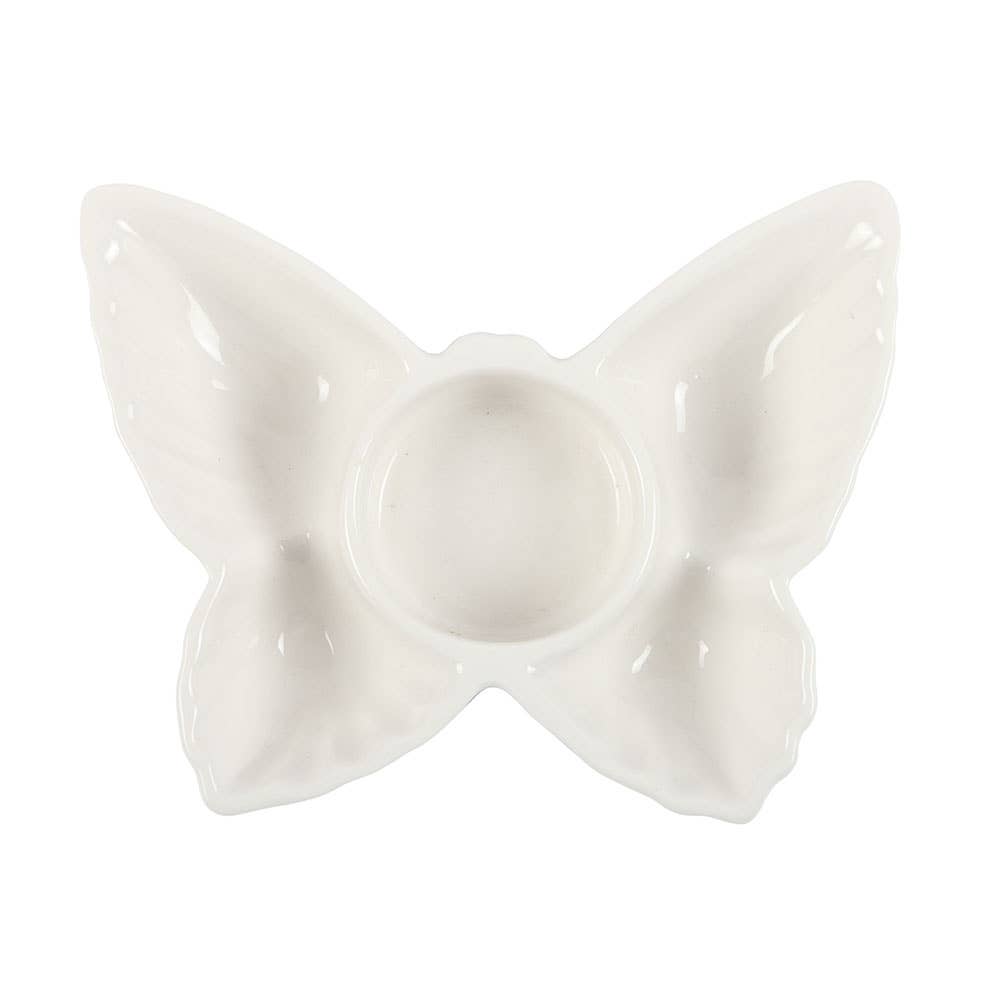 Porte-bougie Chauffe-plat Papillon Blanc