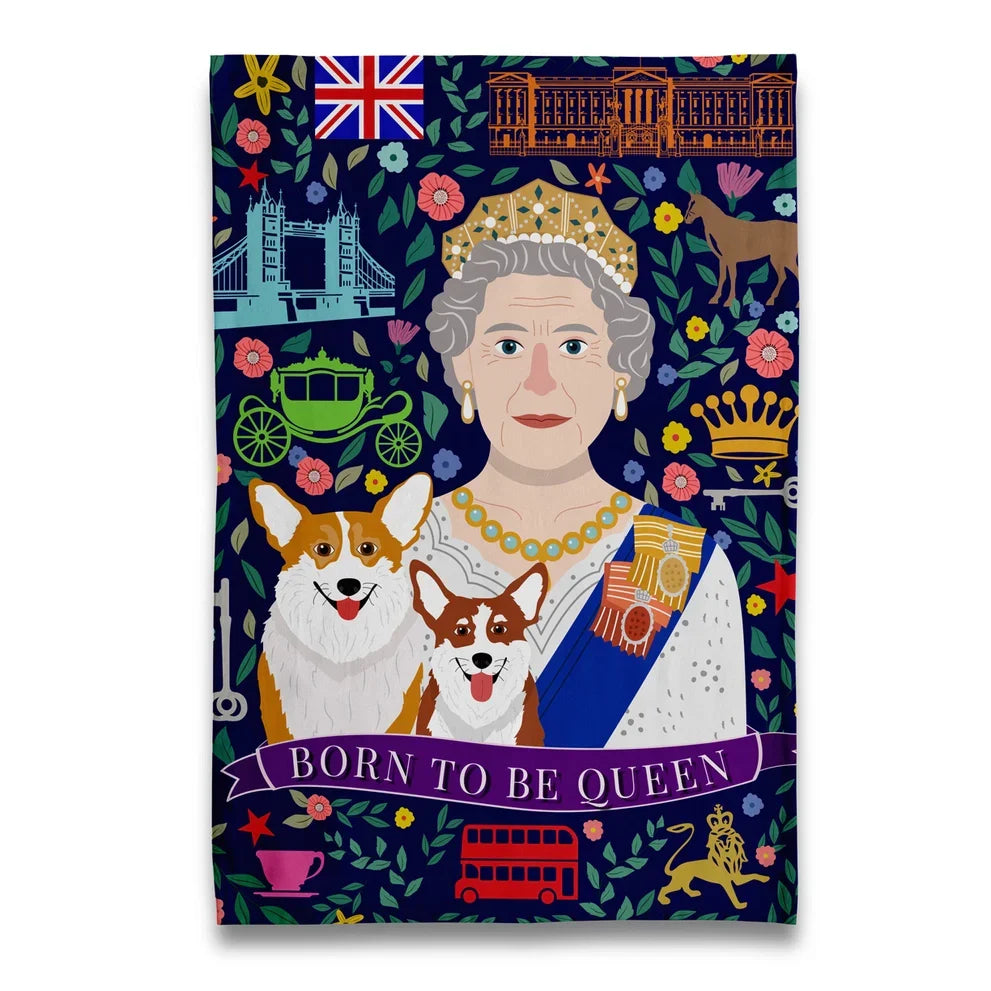 Torchon "Born to Be Queen" avec Corgis – vue principale