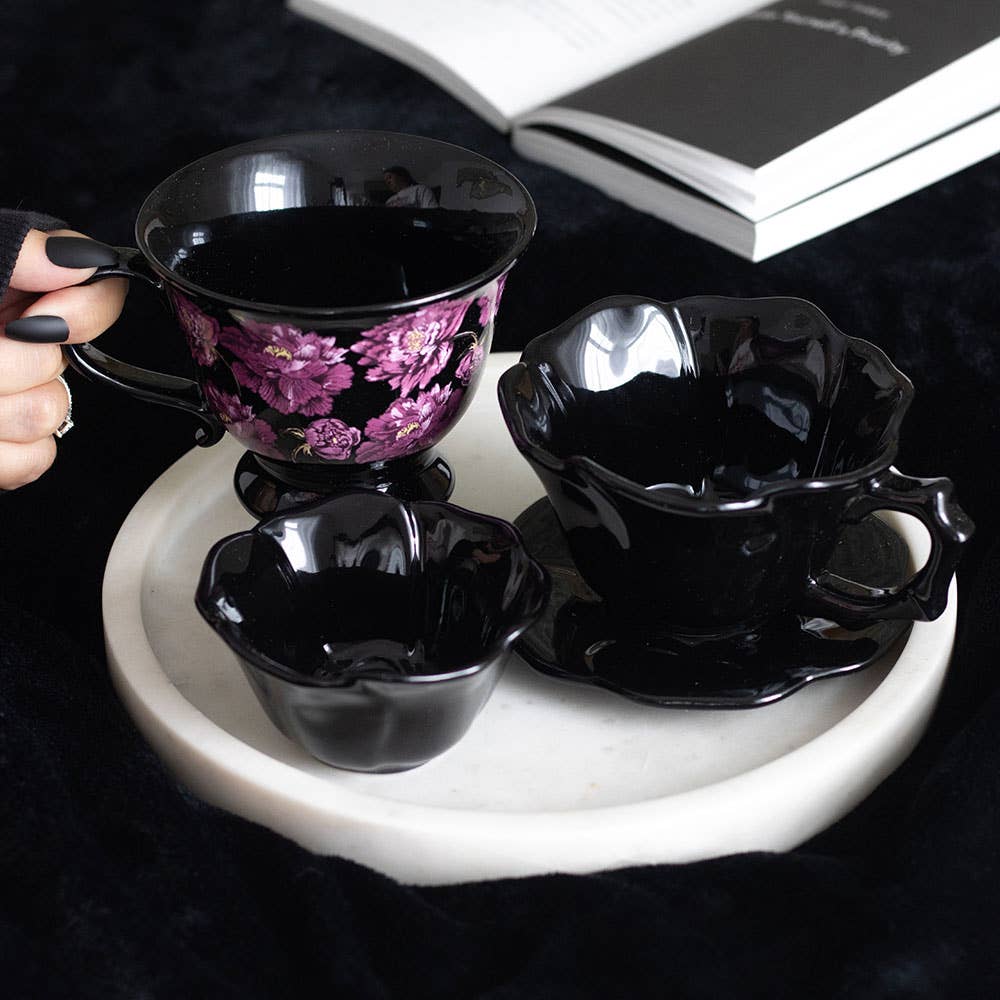 Tasse et Soucoupe Rose Noire – 250 ml