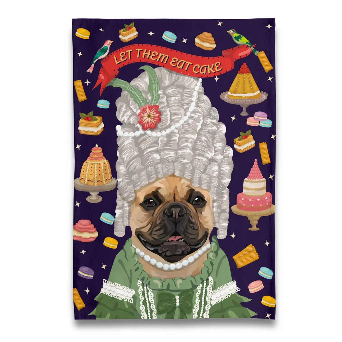 Torchon Frenchie Marie-Antoinette "Let Them Eat Cake" – vue principale