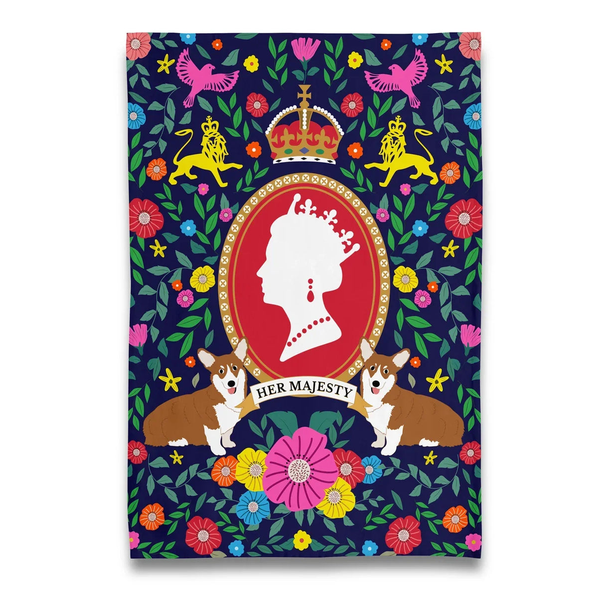 Torchon "Her Majesty" avec Corgis – vue principale