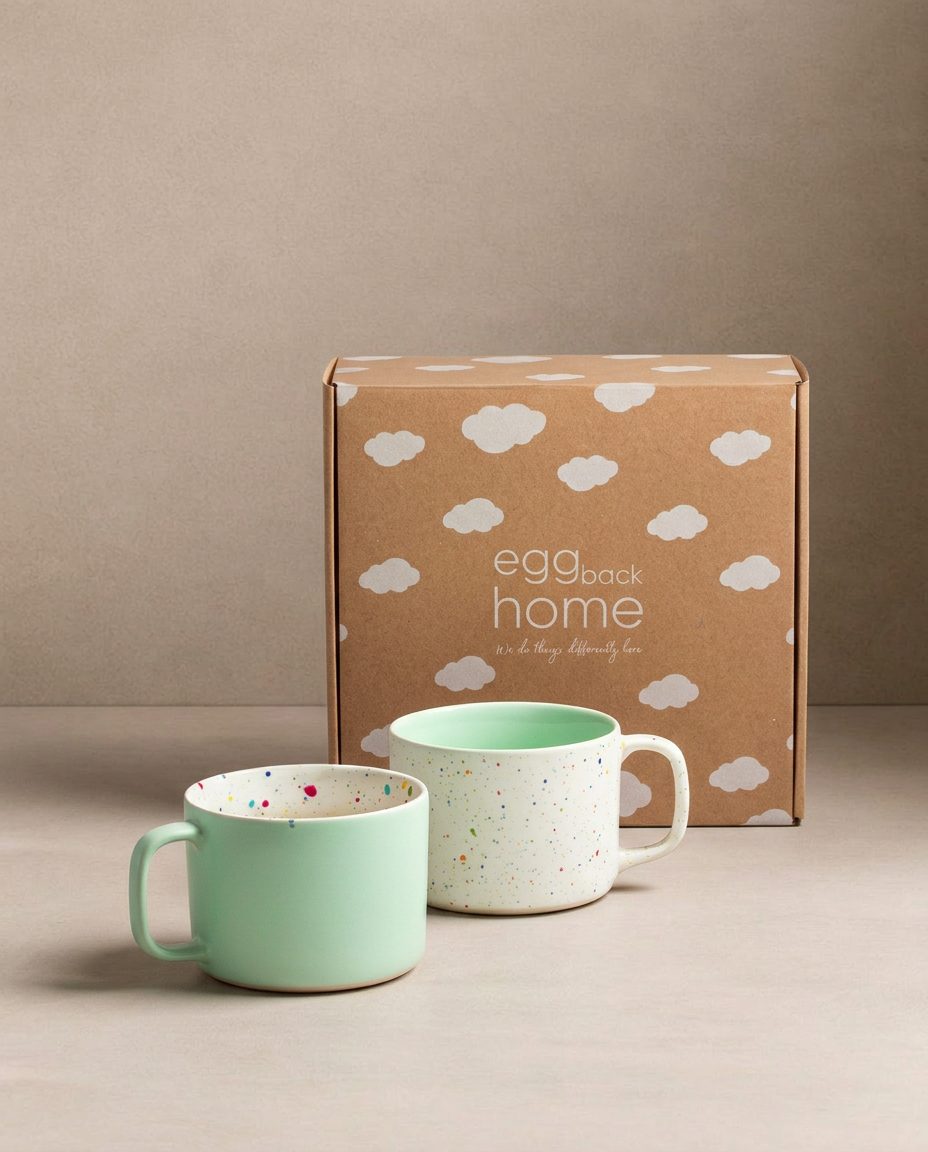 Duo de mugs Breeze Party In/Out en grès – 450 ml – Vert