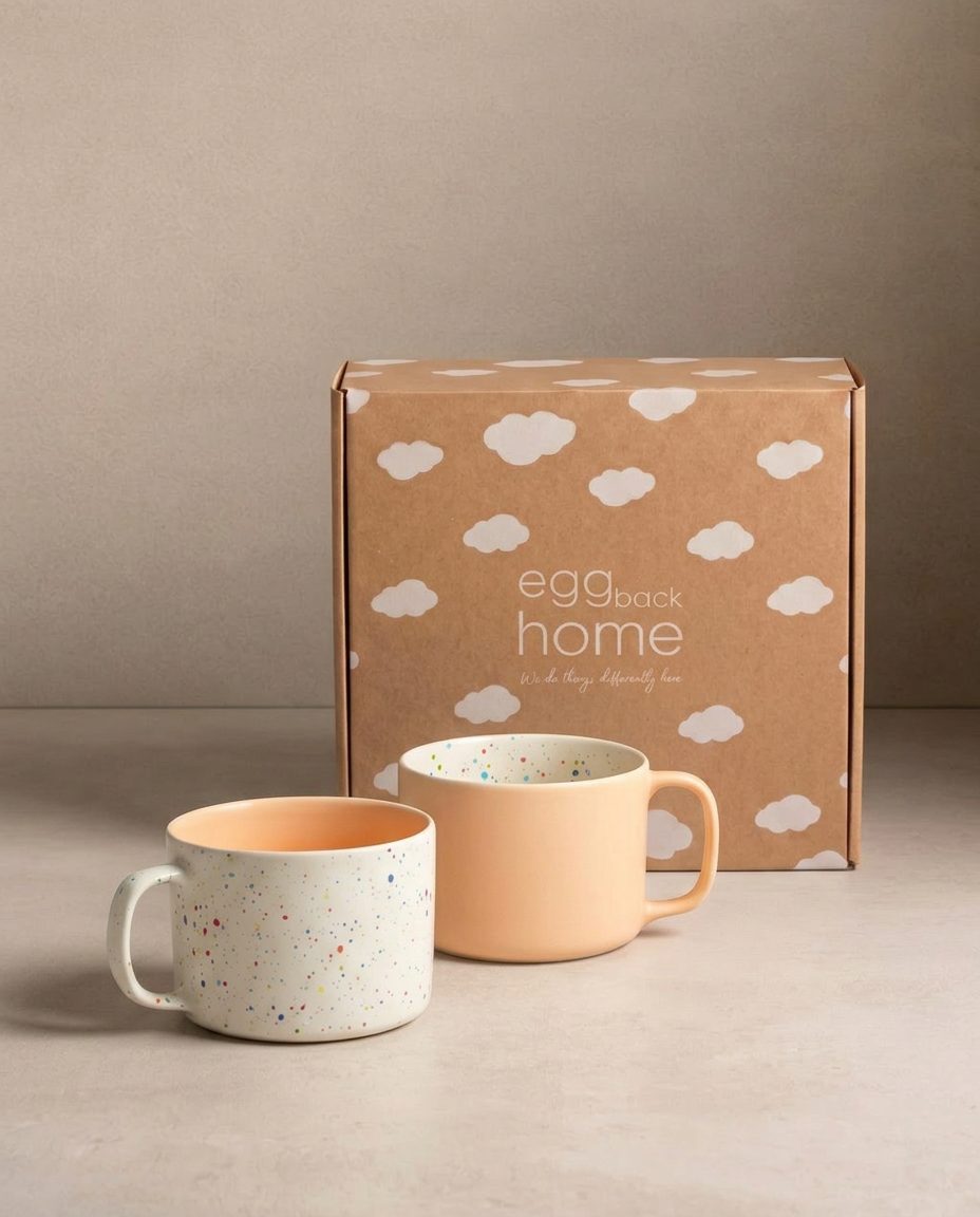 Duo de mugs Breeze Party In/Out en grès – 450 ml – Orange