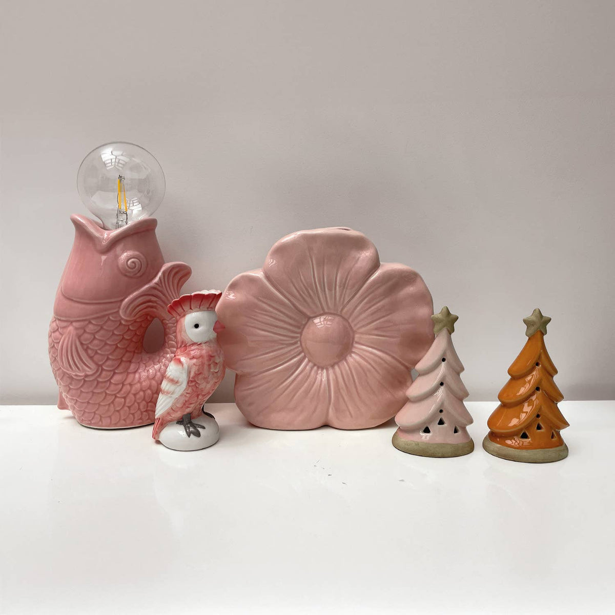 Déco LED Poisson Rose à Piles L13,5 P8,2 H27cm
