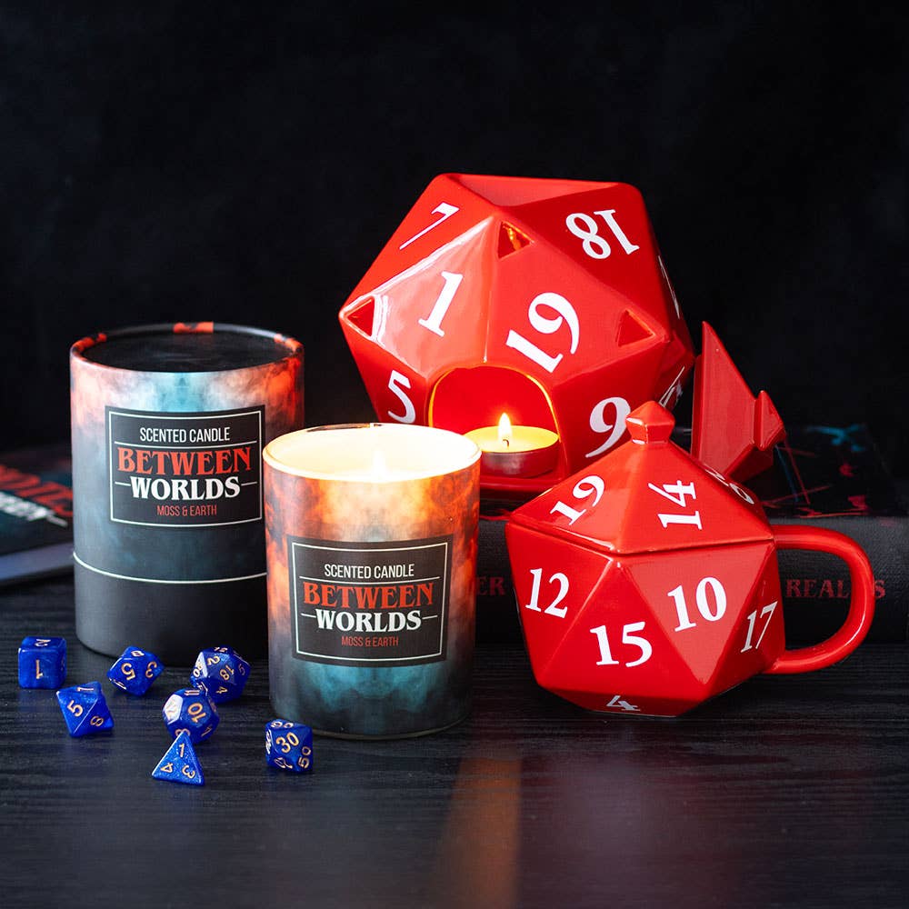 Mug 3D D20 rouge avec couvercle – 500 ml