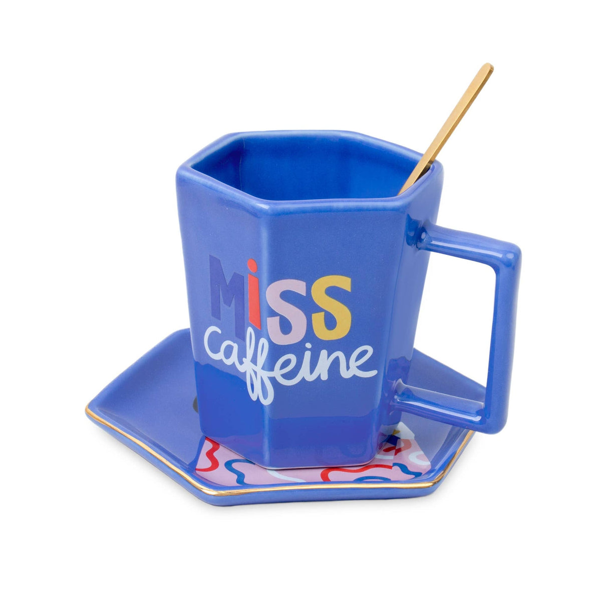 Ensemble de Plateau et Mug Hexagonal Peint à la Main Helio Ferretti Vue 3