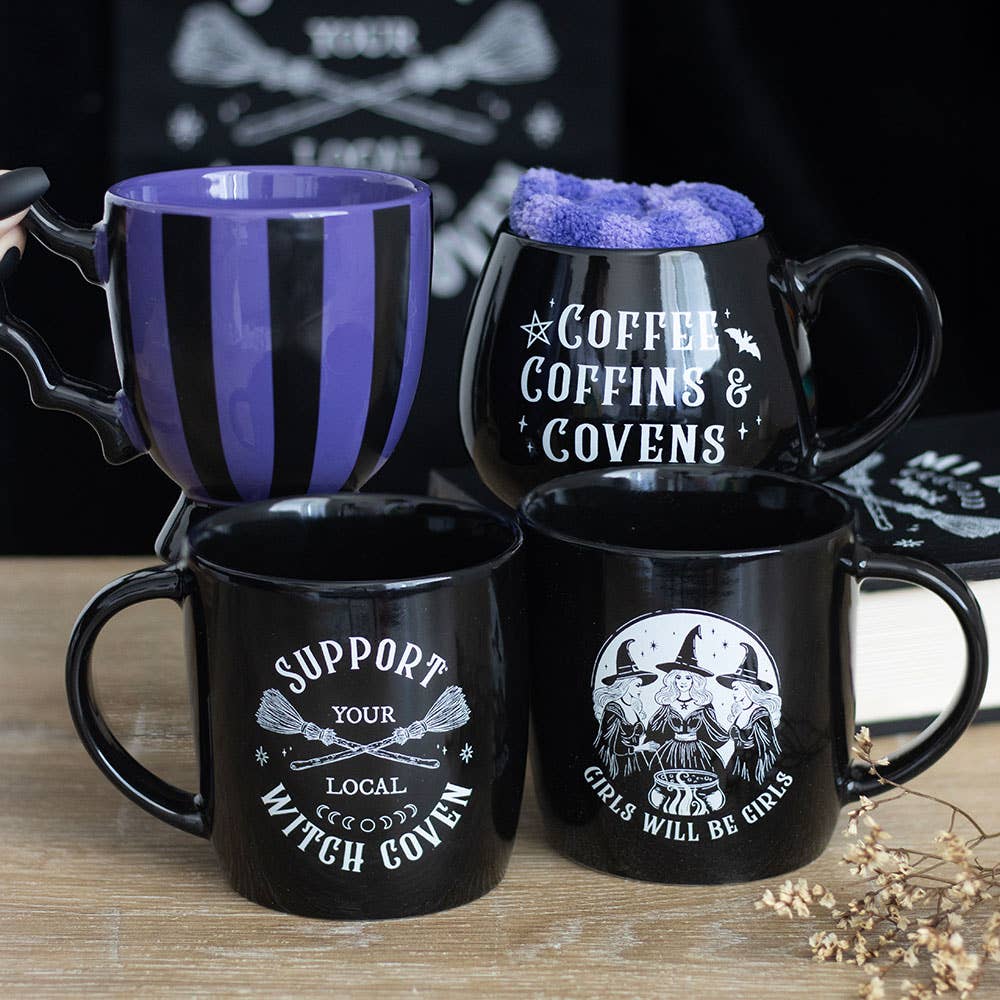 Mug gothique violet et noir – Aile de chauve-souris – 490 ml